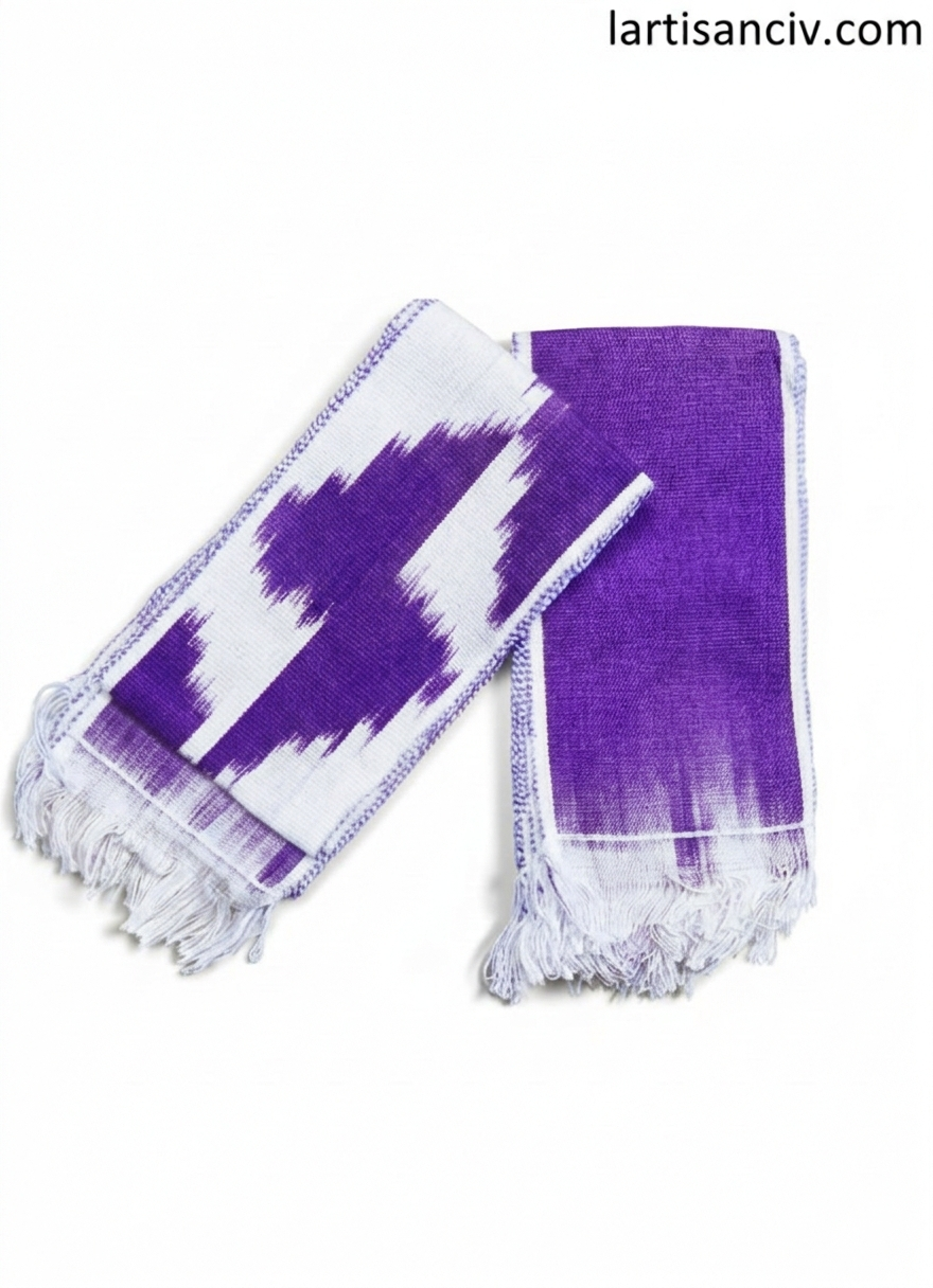 Lot 2 bandes tissées - violet blanc
